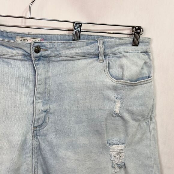 Glitzy Girlz Plus Size 26 Denim Shorts Light Blue Distressed Cut Off Frayed 1554 - Picture 3 of 13